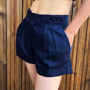 VINTAGE Rachel Roy Navy Cuffed Silk Shorts XS-S